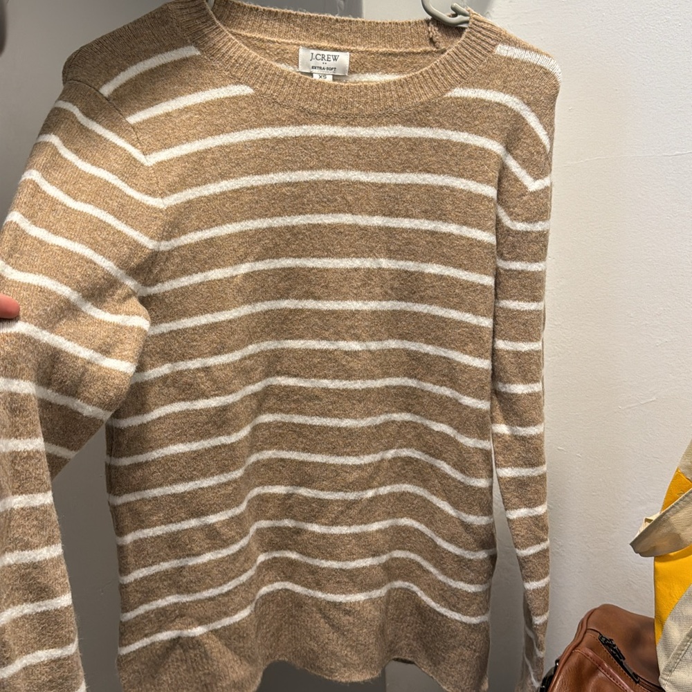 J. Crew Beige and White Striped Knit Top